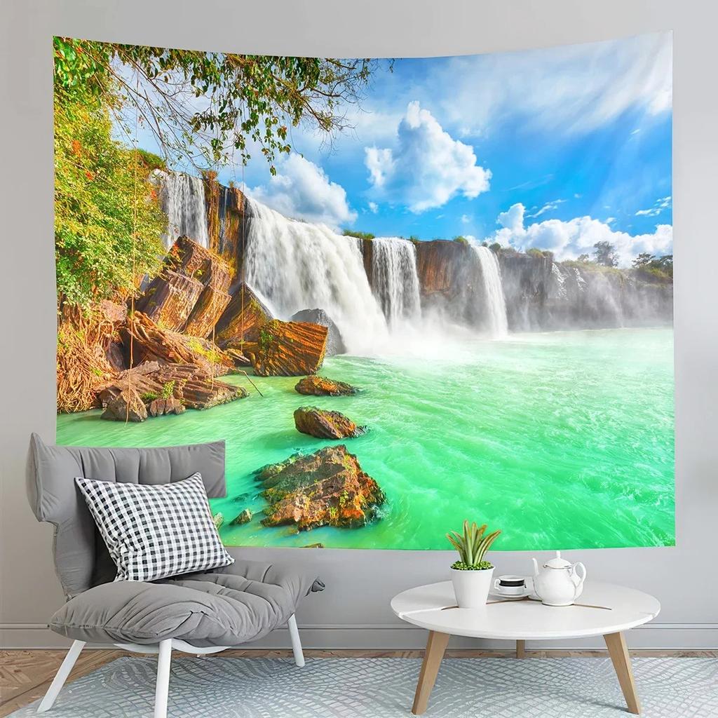 Tropical Forest Waterfall Tapestry Office Living Room Decoration Home Wall Tapestry