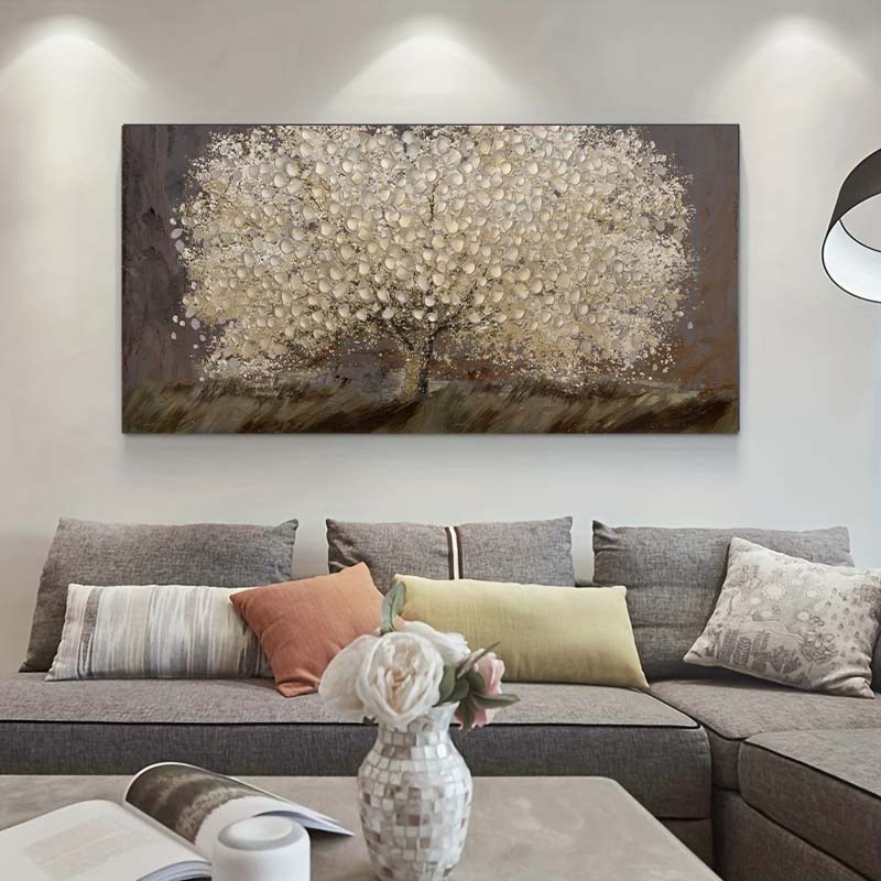 Abstraktní Golden Tree Flower Malba na plátně Plakáty a tisky Minimalismus Obraz na zeď Moderní Dekorace obývacího pokoje Bezrámové