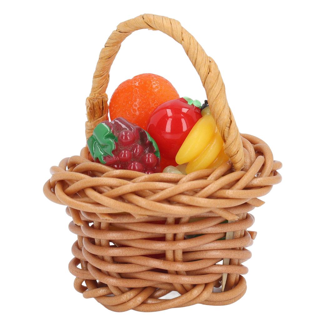 3pcs Dollhouse Fruit Basket Fun Simulation Innovative Miniature Woven Basket with 30pcs Fruit