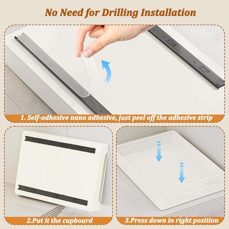 Kitchen Storage Box with Sliding Rail Pull-out Cabinet Storage Rack Spice Pantry Shelves Drawer Kitchen Organizer Basket