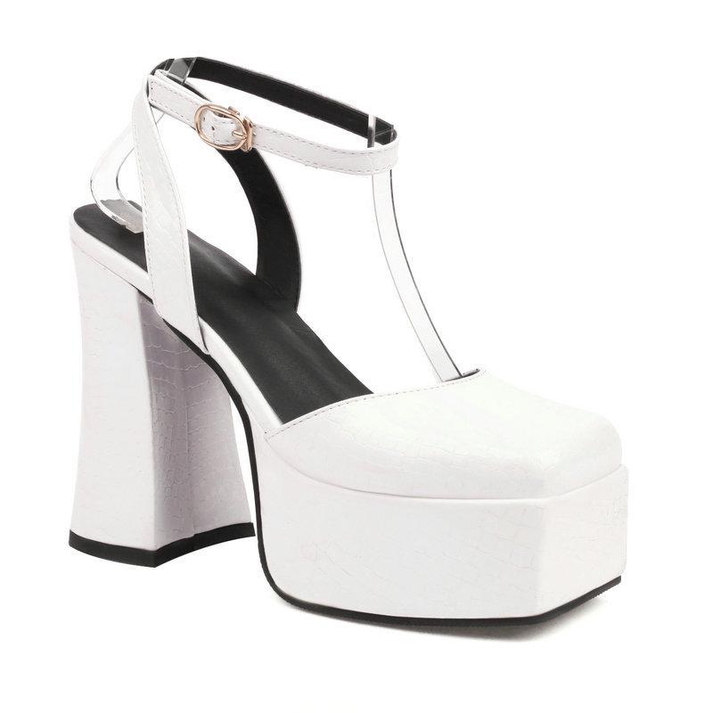 Mary Jane Thick Heel High Heels Female New Fairy Wind Waterproof Table French Square Head One Word Buckle Belt Single Shoes