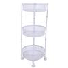 Carrito de Servicio Metálico Giratorio de 3 Niveles Multifuncional Plegable Redondo de Almacenamiento Carrito para Cocina