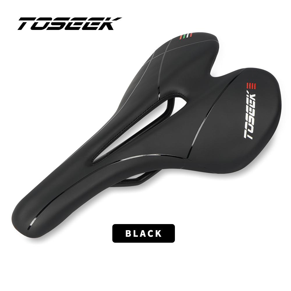TOSEEK Bike Saddle Carbon Leather Bicycle Saddle Cushion with Ventilation for Road Bicycles 280x155mm ORIGINAL DESIGN