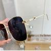 Metal Square Frame Sunglasses, Big Face Slimming Sunglasses for Women, Korean Style Street Style Sun Visor Glasses