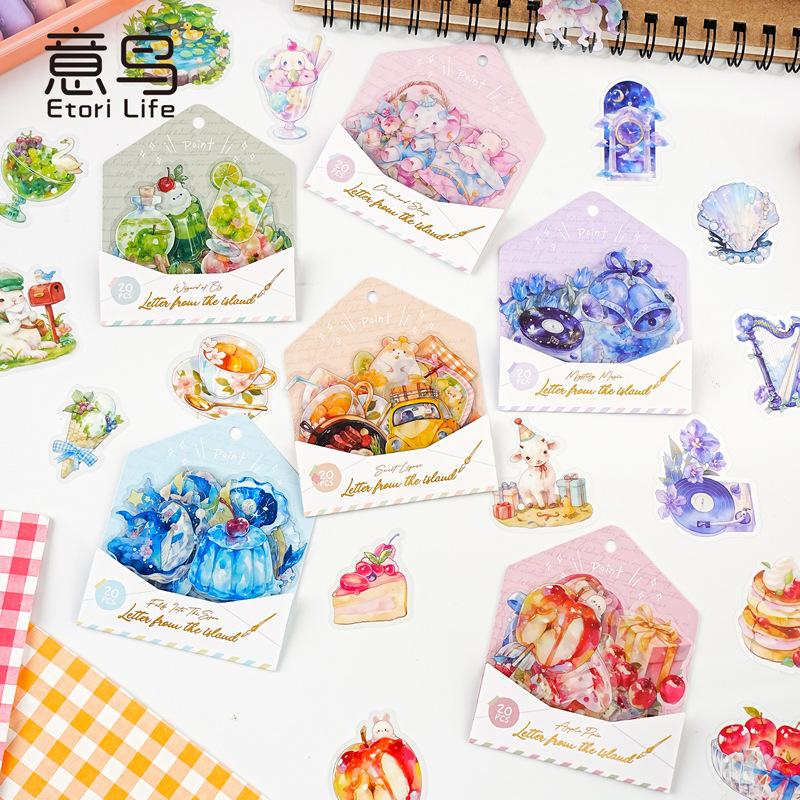Island Letter PET Sticker Pack Fresh Fruit Dessert Journal Decoration Material for Scrapbook Craft Supply