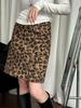 NS American Retro Leopard Print Velvet Bodycon Mini Skirt: Winter Slim Fit for Women