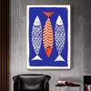 Colorful Sardine Lobster Fish Ocean Animal Whitepaper Canvas Painting  Fancy for Living Room Bar Decoration Vintage Painting