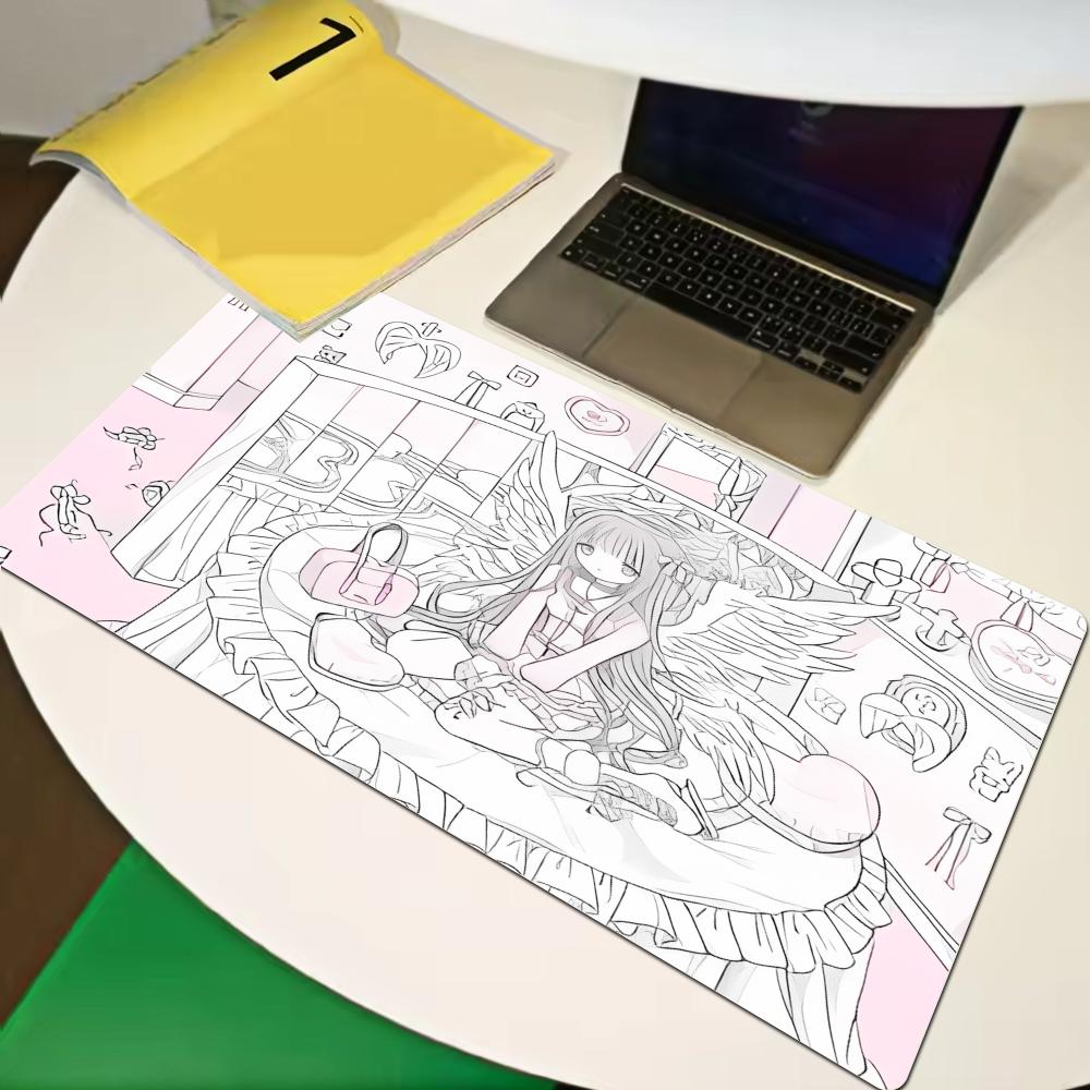 Anime Cute Angel Girls Mouse Pad Laptop Gaming Extended Desk Mat Pc Kawaii Gamer Cabinet Xaxc Xxl Keyboard Rug Pink Carpet