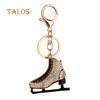 Creative Ice Skating Shoes Keychain Women Backpack Crystal Stone Ornament Key Ring Trinket