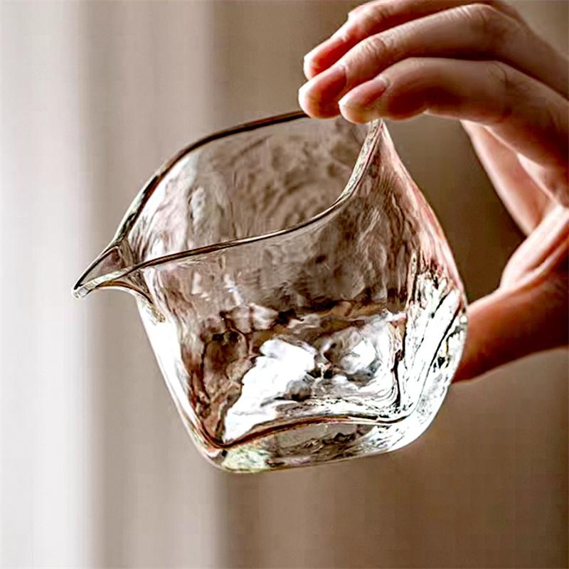 175ml Square Transparent Hammer Glass Fair Cup Tea Dispenser Heat Resistant Chahai Tea Separator Kungfu Tea Set Accessories
