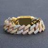 20mm Iced Out 5A CZ Messing Drei Töne Krappen Cuban Link Armband Kastenverschluss Hip Hop Schmuck für Herren
