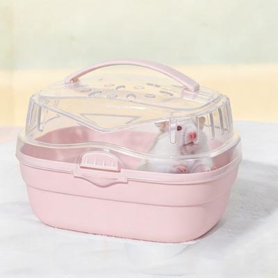 Hamster Transportkäfig mit Trinkflasche Tragbarer Kleintier-Reisekäfig Kunststoff Klar Meerschweinchen Transportbox für Zwerghamster Chinchillas