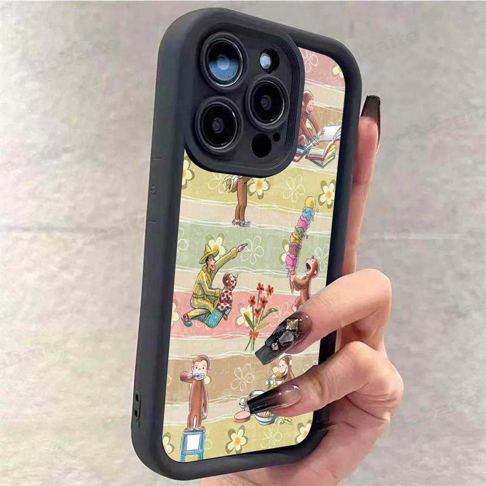 Lovely Cartoon C-Curious Georges Phone Case For iPhone 17 16 15 14 13 12 11 Pro Max 16E Plus INS Soft Cover