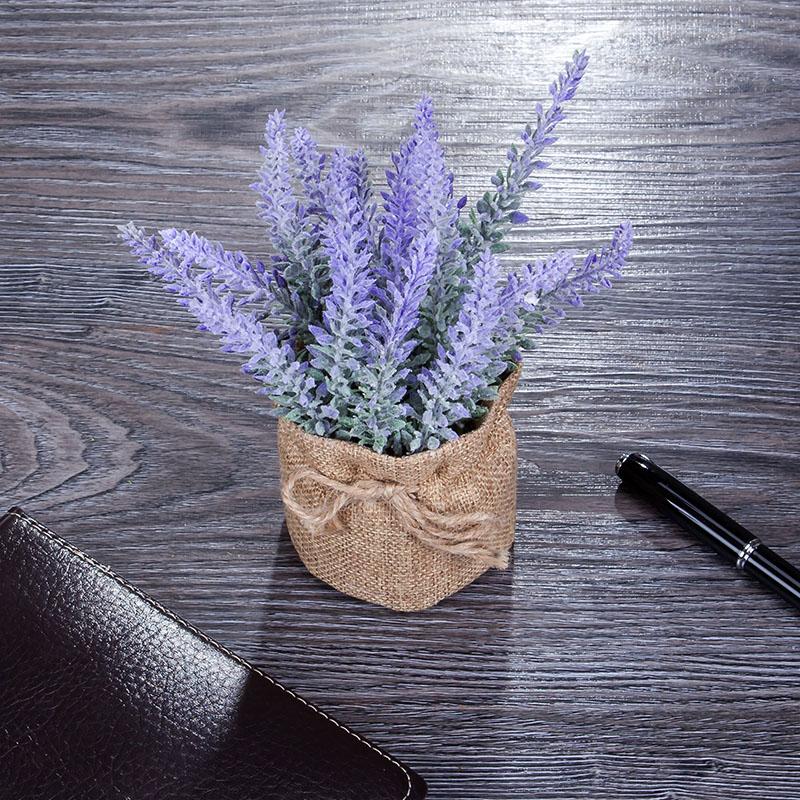 Mini Potted Lavender Flowers Artificial Fake Flower And Plant Flocked Charming Purple For Warm And Loving Home Or Venue Decor