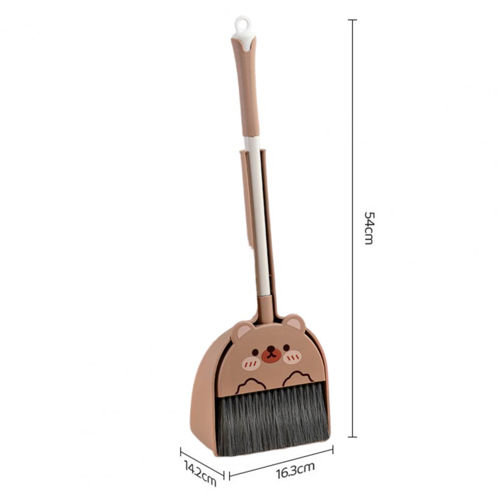 54cm Kids Broom and Dustpan Set Cleaning Brush Cartoon Animal Shape Toddler Broom Dustpan Set Children Cleaning Toy Accessories