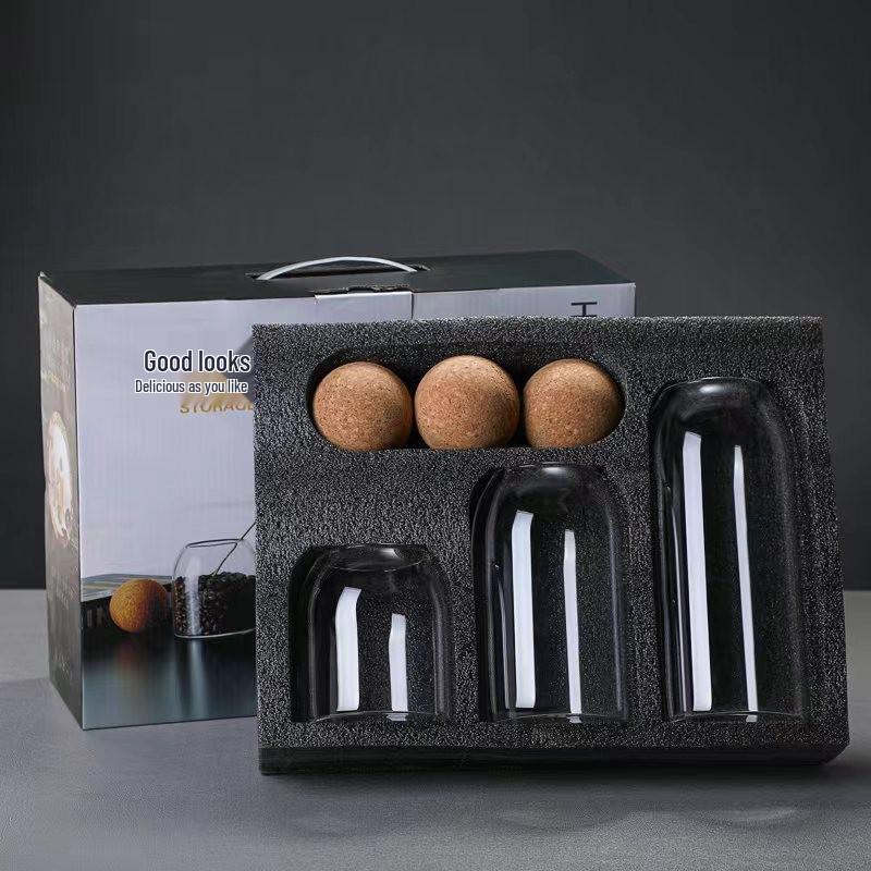Transparent Borosilicate Glass Jar with Cork Stopper for Tea, Coffee, and Cereal Storage