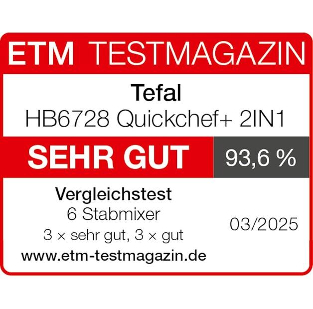 Immersion Blender Tefal HB6728 Quickchef + 2 In 1 (HB672830)