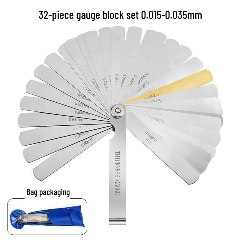 32-teiliges Fühlerlehren-Set: Ventilmesswerkzeug mit 0,04-0,88 mm Spaltgröße und 0,25 mm Kupferblech