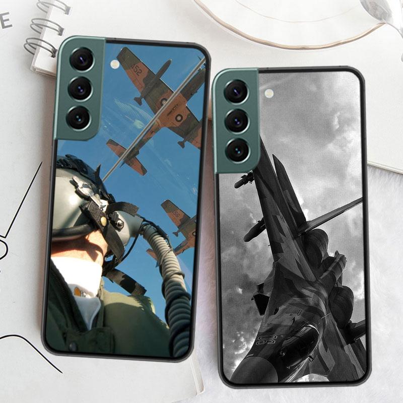 Military Aircraft Warship Fighter Phone Case For Samsung S25 Edge S24 FE Galaxy S22 Ultra S21 Plus S20 S23 S10 Plus Cover Silico