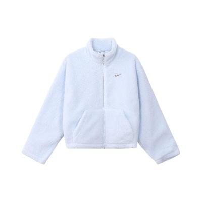 Solid Color Stand Collar Zip Casual Loose Fit Thick Fleece Jacket Women Jacket Purple Blue FV4009-423