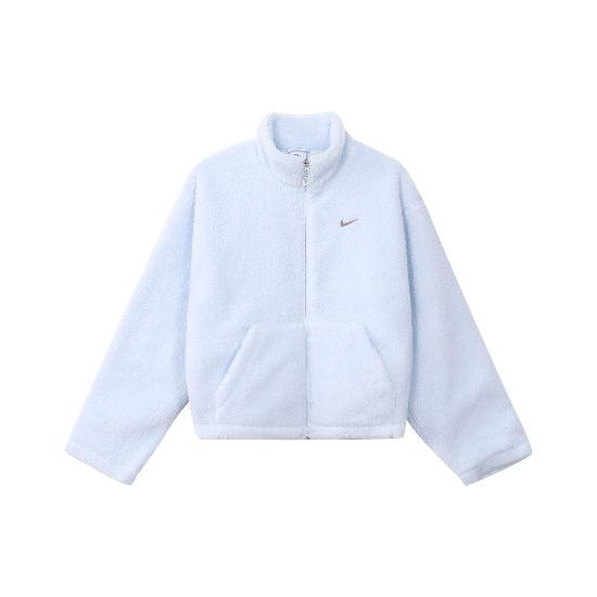 Nike Einfarbige Stehkragen Reißverschluss Lässig Locker Geschnitten Dicke Fleecejacke Damenjacke Lila Blau FV4009-423