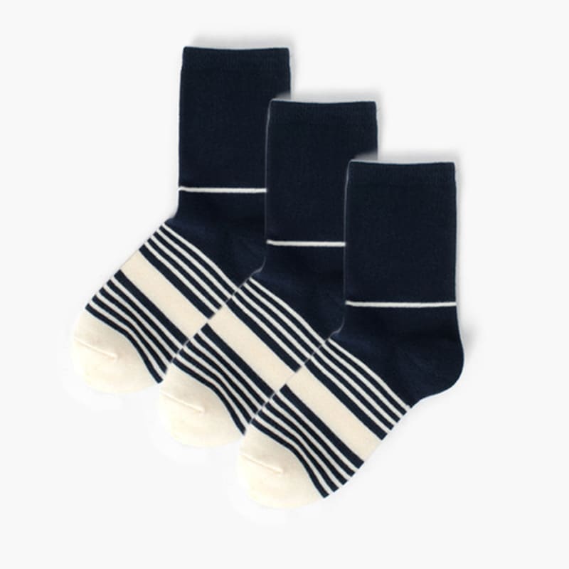 Abiruz Women's Socks WBT-22 Navy 3-Piece Set