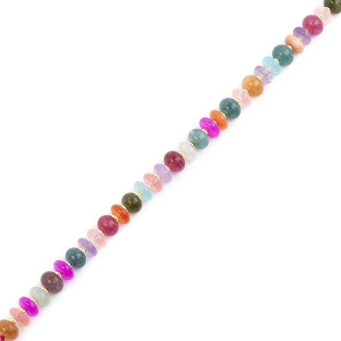 Bracelet - LUXENTER - Laha - Argent 925 - finition or jaune 18k - Agate multicolore