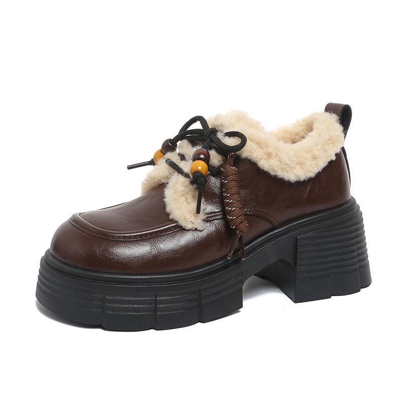 Sheepskin version bag head platform sandals hollowed Mary Jane shoes 2025 new summer mesh hole woven pig cage shoes