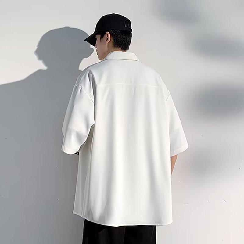 Frühling Sommer Herren Gestreiftes Oberteil Kühl Atmungsaktiv Business Pendler Umlegekragen Kurzarmhemd