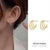 Banyan Tree S925 Silver Korean Trend Three-Layer C-Shaped Earrings - Simple, Elegant Style for Women