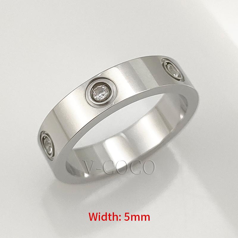 Anillo de Amor Clásico para Mujeres Hombres Pareja Acero Inoxidable Chapado en Oro de 18K Anillos de Cristal Circonita Cúbica Anillo de Boda Joyería de Lujo