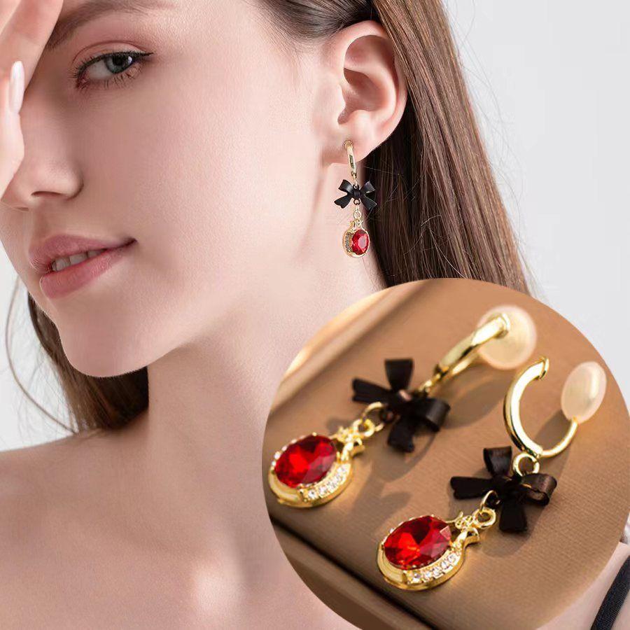 

2023 Новая мода со стразами и бантиком от комаров без пирсинга, клипсы для ушей, милые серьги для девочек