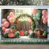 2D Plane, Pink and Colorful Balloon Roses and Watermelon-themed Background Fabric, Suitable for Outdoor Party Decoration