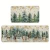 1Pcs Anti Fatigue Kitchen Rugs Xmas Trees Deer Snowflakes Waterproof Non-Slip Thick Cushioned Kitchen Mat Heavy Duty Comfort Standing Mat for Kitchen