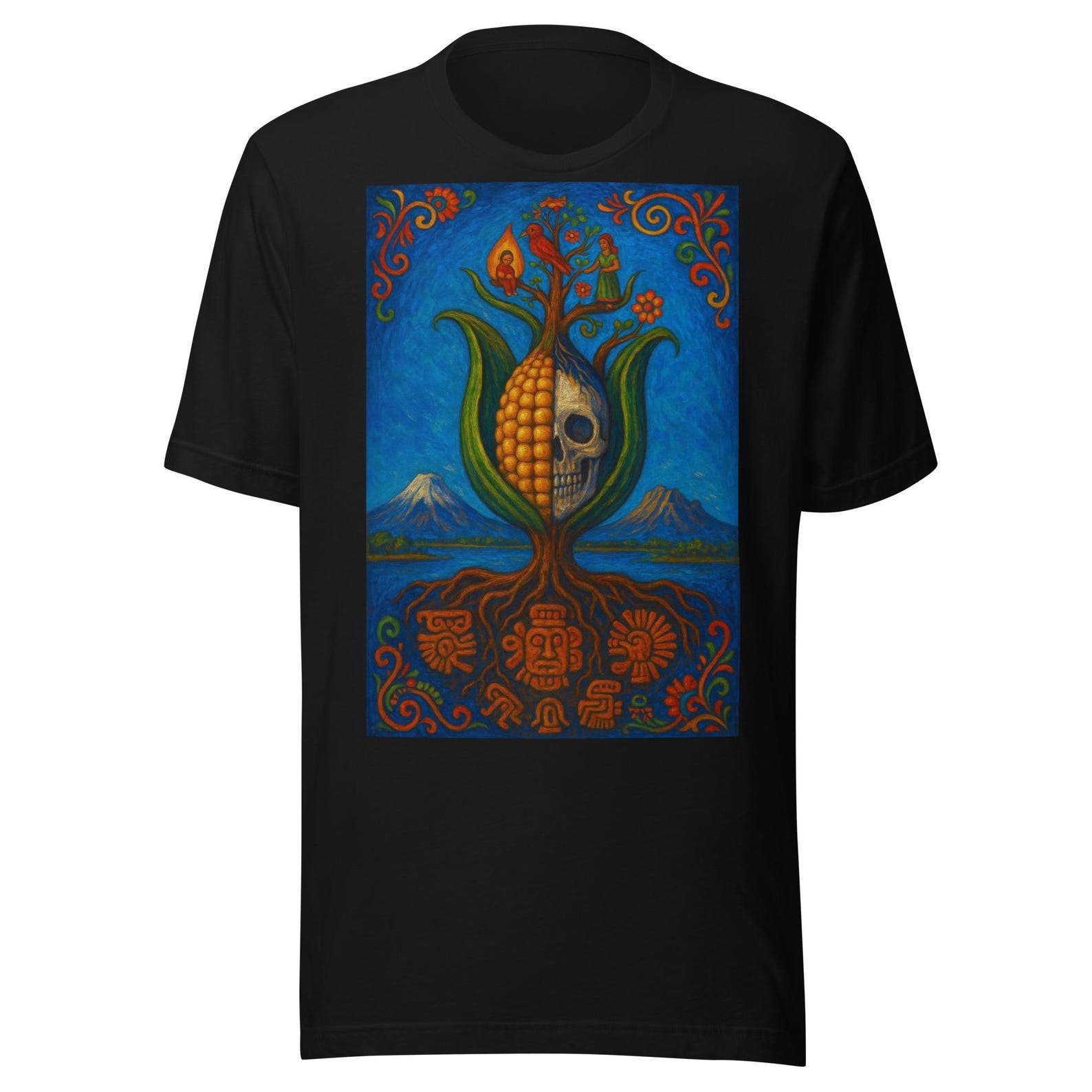 Aztec Corn Skull Unisex t-shirt M