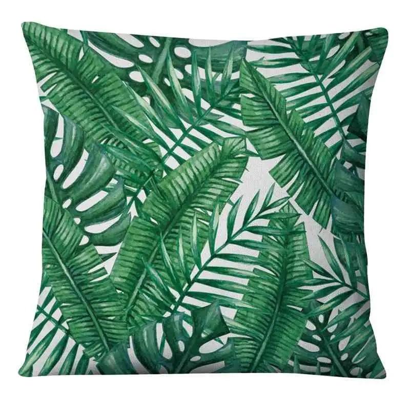 45X45 Cm Tropical Leaves Home Decor Green Pattern Cushion Cover Living Room Sofa Cushion Cover