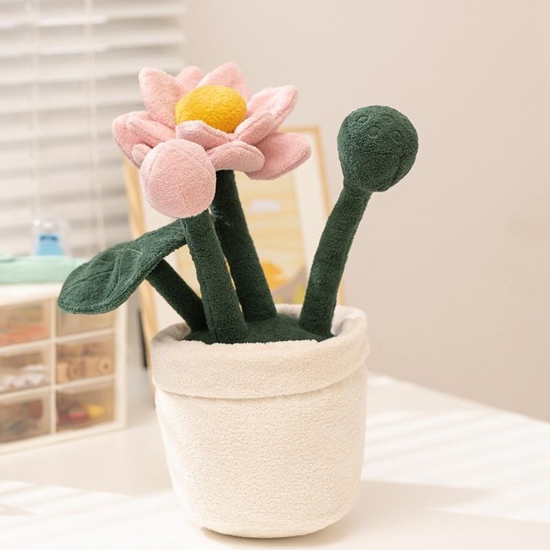 Tulips Roses Peach Blossoms Lotus Flowers Plush Potted Plant Toy For Kids Gift