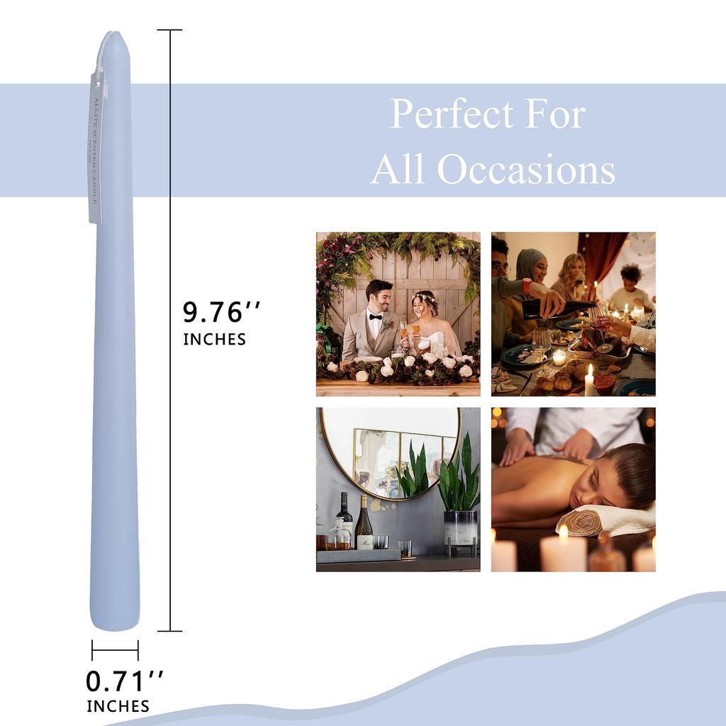 10 Inch Scented Taper Aromatherapy Popular Candles for Home Candles, Candles, Candles, Weddings, Anniversaries, Decor, 4-Pack (Gradient Blue)