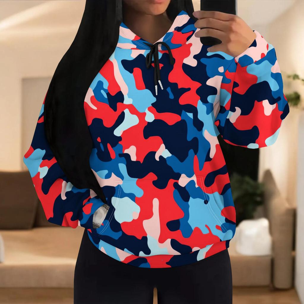 European & American Multi-color Camouflage Hoodie with Patch Pockets (H10552)