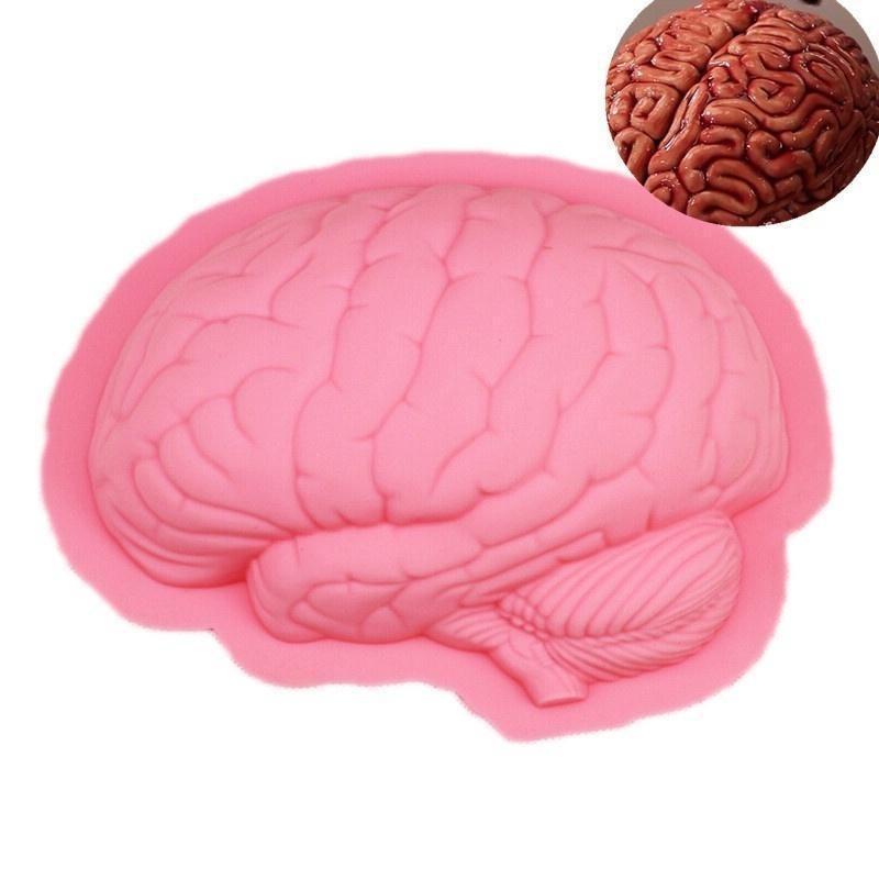Diy Handmade Halloween Human Brain Shape Pan Baking Silicone Halloween Cake Mold Pudding Jello Dessert Molds Accessories