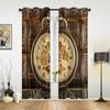 Antique Clock Window Curtains For Living Room Luxury Bedroom Decor Drapes Kitchen Window Treatments Curtains
