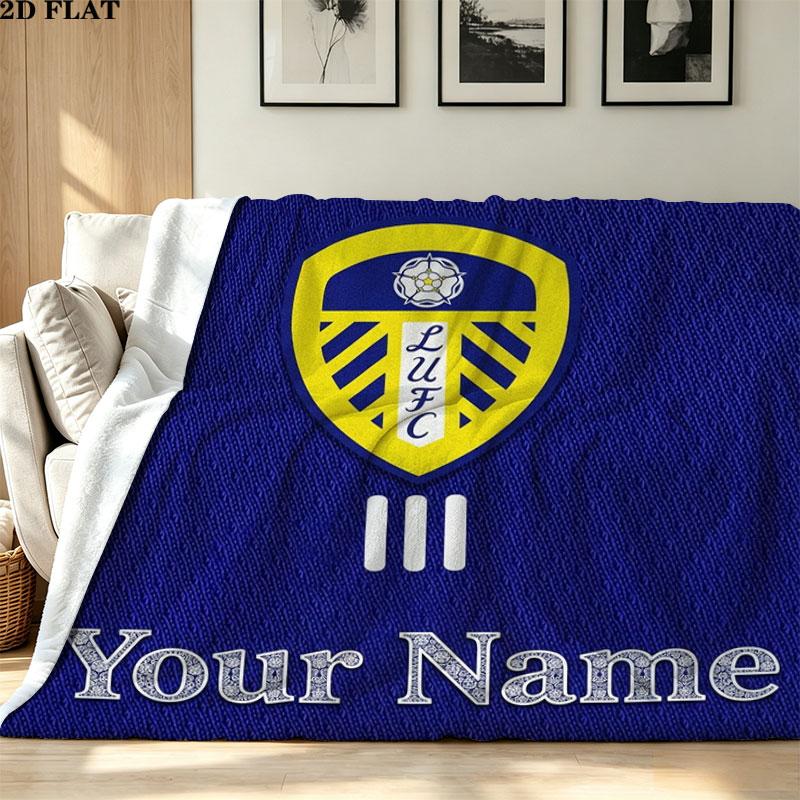 1PC Leeds United Custom Name Patterned Flannel Blanket Suitable For All Seasons for Home Decor Warmth and Comfort Gifts Holiday Present