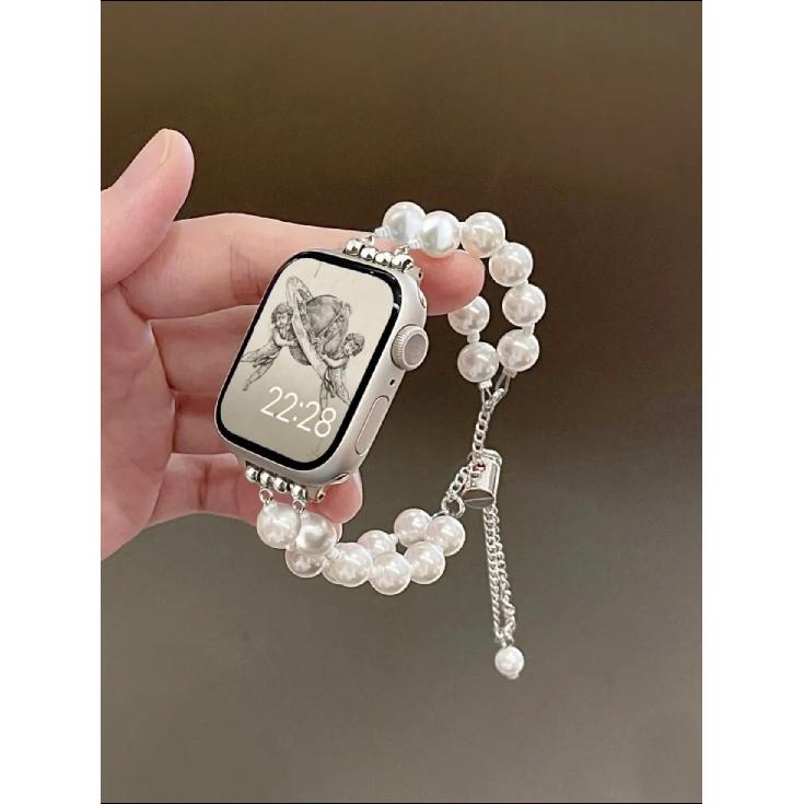 

Adjust Beads Link Strap For Apple Watch Band For Women 38mm 40mm 41mm 42mm 44mm 45mm 46mm 49mm 38mm40mm41mm 42mmS10 серебряный