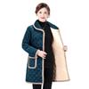 Warm Fleece-Lined Cotton Jacket for Middle-Aged & Elderly Women - Mid-Length, Loose Fit, Ideal for Autumn & Winter