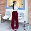 Retro Sporty Style Loose Temperament Casual Pants In Autumn New Wide-leg High-waisted Scimitar Floor Trousers for Women