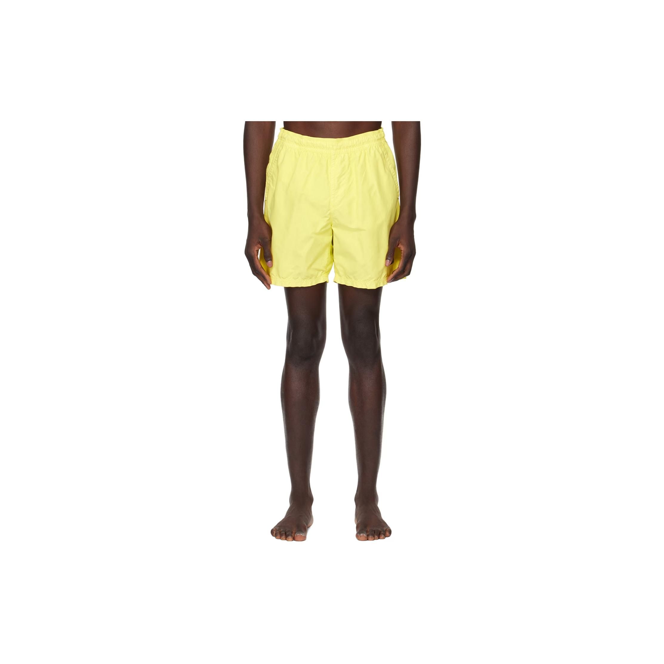Stone Island Plain Elastic Waist Logo Loose Straight Casual Shorts Men shorts Yellow 8015B0946-V0031 L