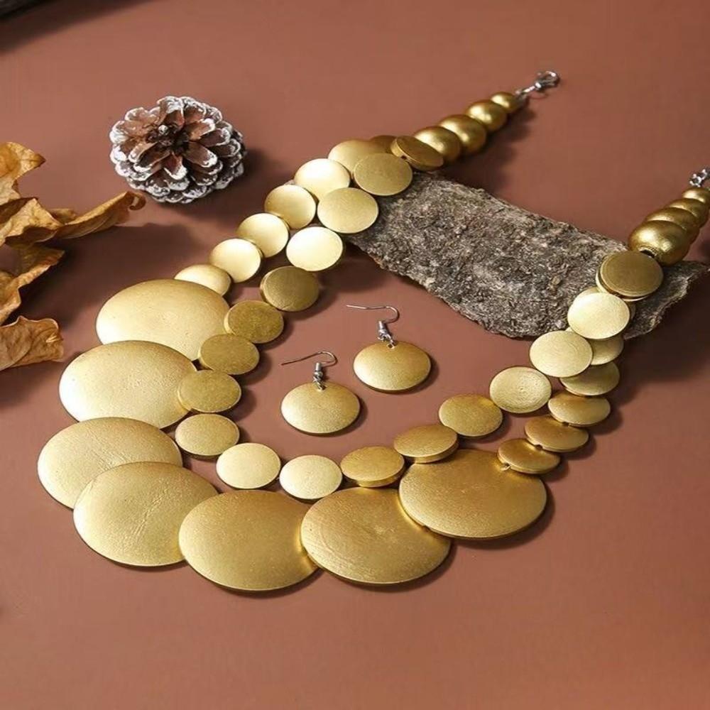 Collana di Perline di Legno Esagerata Stile Bohémien Gioielli con Perline Nuova Collana con Ciondolo Per Donne