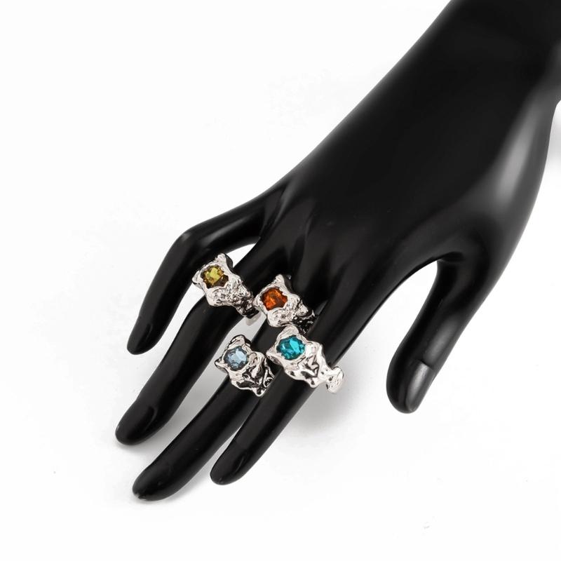 Fashionable Sturdy Metal Geometric Rings Set with Stylish Gemstones Portable for Fashion Women Ladies Casual Wear