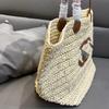 Womens Woven Straw Bag Large Capacity Shoulder Beach Vacation Casual Daily Use