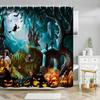 Halloween Pumpkin Bathroom Curtains Cartoon Cute Funny Magic Hat Ghost Broom Bathroom Curtains Party Decor Shower Curtain Fab